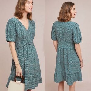 ANTHROPOLOGIE MAEVE Martina Belted Retro Wrap Dress Size 0